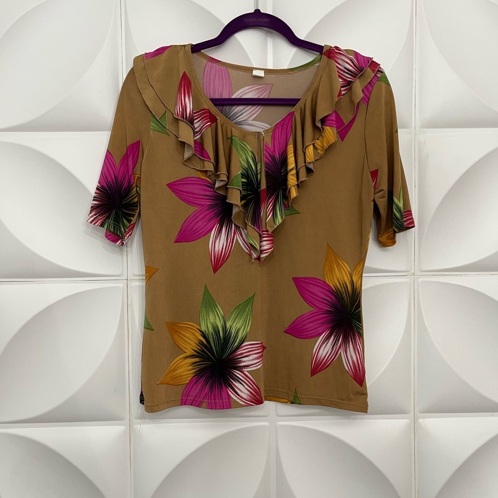 Floral Ruffle Top - Multicolor